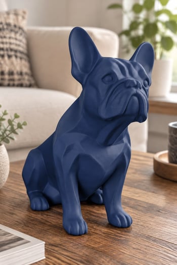 Fransız Bulldog Figürlü Dekoratif Biblo - 19cm Lacivert