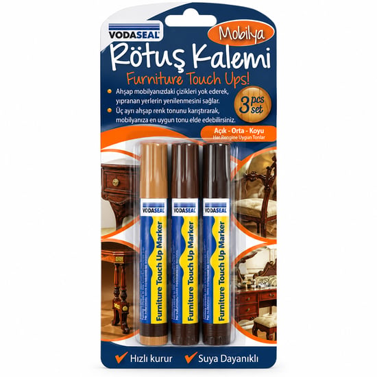 Vodaseal Mrk-003 ( 3pcs ) Mobilya Rötuş Kalem Set ( Açık - Orta - Koyu K.rengi )