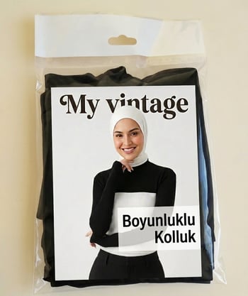 Dik Yaka Boyunluklu Kolluk Siyah Uzun Kollu Boyunluk Tesettür Boyunluk Balıkçı Yaka Bodysuit