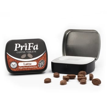Prifa Şekersiz Kahve Tableti Latte Kutu 15 Tablet + Standlı