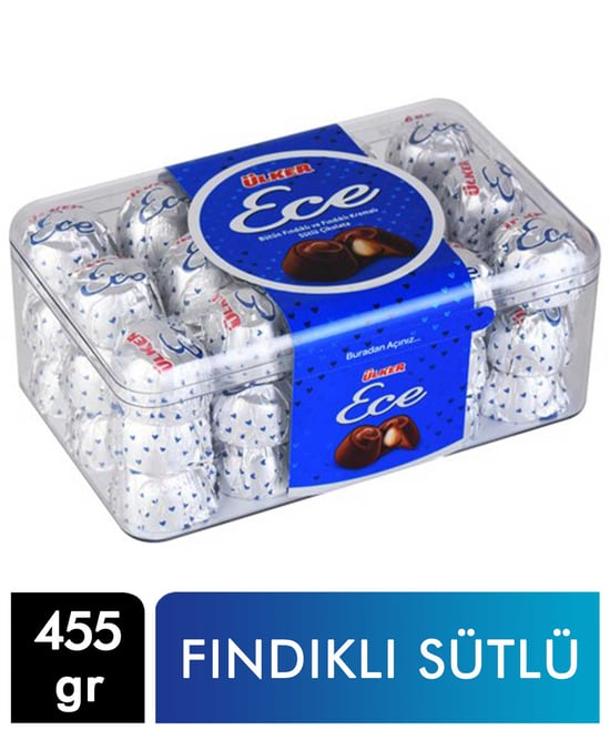 Ülker Ece Bütün Fındıklı Sütlü Çikolata 455 Gr X 6'lı Paket