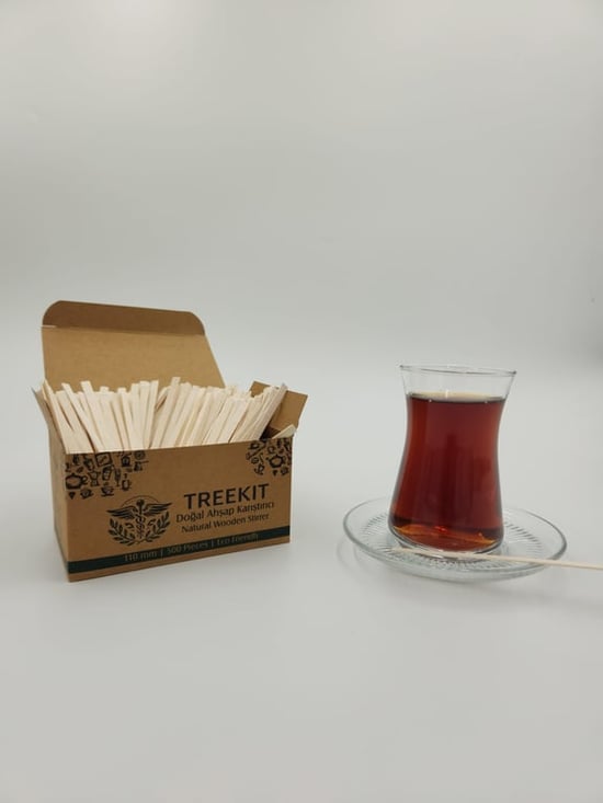 Treekit Ahşap Çay Karıştırıcı 400 Adet 11 Cm Doğal Tek Kullanımlık Kahve Karıştırıcı