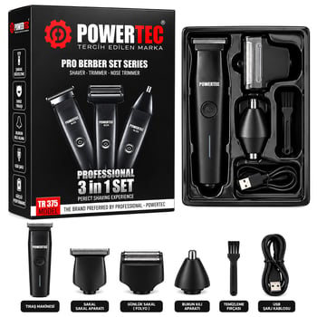 Powertec Tr-375 ( 3in1 ) Günlük Sakal & Ense & Burun Kıl Traş Makine