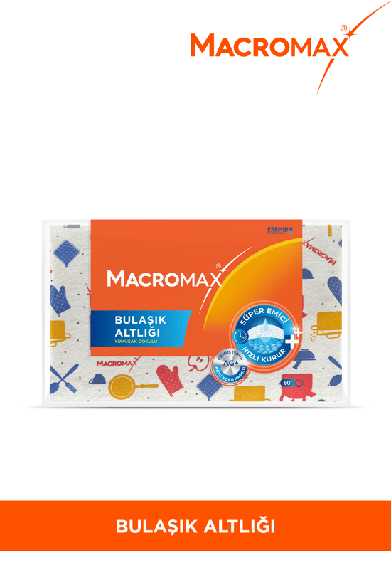 Macromax Gümüş İyonlu Bulaşık Kurutma Matı Süper Emici Hızlı Kuruyan Koku Yapmaz Mutfak Altlığı