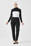 Dik Yaka Boyunluklu Kolluk Siyah Uzun Kollu Boyunluk Tesettür Boyunluk Balıkçı Yaka Bodysuit