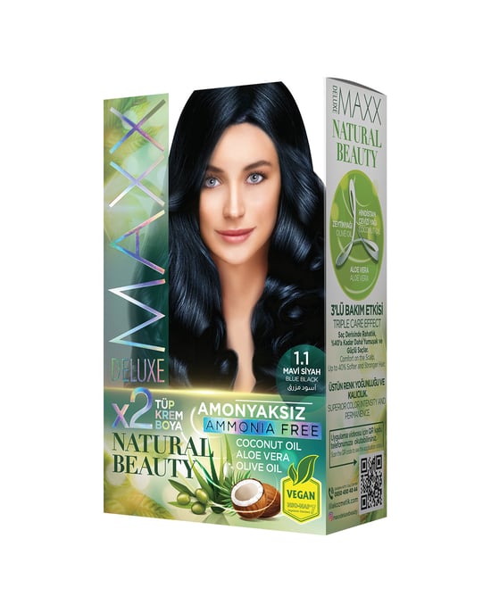 Maxx Deluxe Natural Beauty Amonyaksız Set Boya 1.1 Mavi Siyah