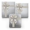 İ12-085 (3pcs) (kare) (parlak Mix Renkli & Kabartma Desen) Karton Hediye Kutusu (kurdelalı) (19-17-15cm)
