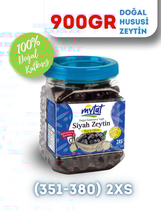 Mytat Doğal Gemlik Hususi Siyah Zeytin 900 gr (351-380) 2XS