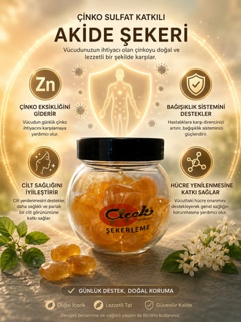 Çiçek Şekerleme Çinko Sülfat Katkılı Akide Şekeri -100 Gr
