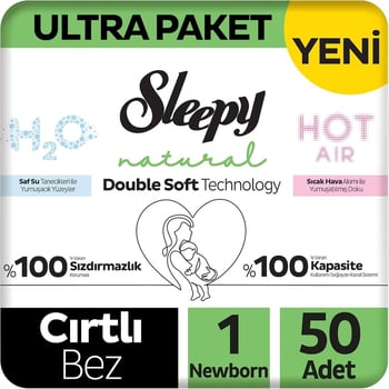 Sleepy Natural Double Soft 1 Numara Newborn 50li Bebek Bezi