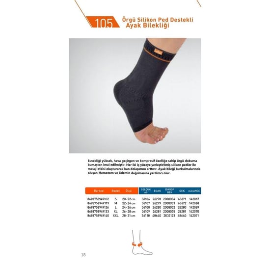 Luxor Örgü Silikon Ped Destekli Ayak Bilekliği ( 105/xl )