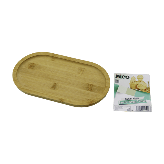 İ22-179 ( Oval ) Ahşap Bambu Servis Sunum Tepsi & Tahtası ( Mini Tepsi ) ( 25 X 14 X 1.4cm )