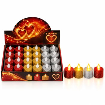 İ10-025 ( Pilli ) ( Yuvarlak & Simli ) Renkli Led Mum ( Çap : 3.6 Yükseklik : 4.3cm )
