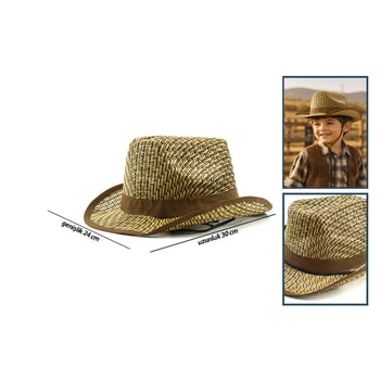 Hertex ( Foter ) ( No-8 ) ( Plastik ) Çocuk Hasır Kovboy Şapka