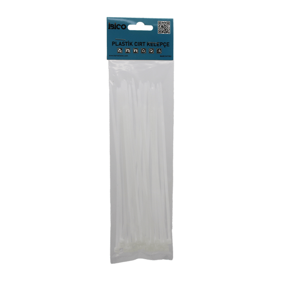 İ13-024 ( 25pcs ) ( Beyaz ) ( 3.6x200mm ) ( Plastik ) Cırt Kelepçe ( Kablo Bağı )