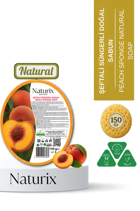 Naturix Şeftali Süngerli Sabun 150 Gr | Peeling Etkili Arındırıcı Sabun