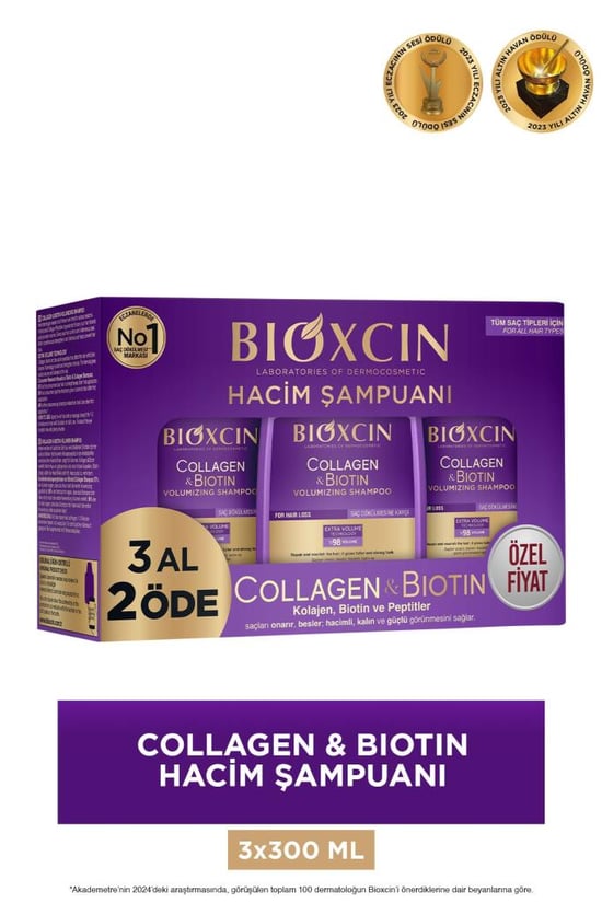 Bioxcin Collagen & Biotin Ekstra Hacim Şampuanı 300 Ml 3 Al 2 Öde