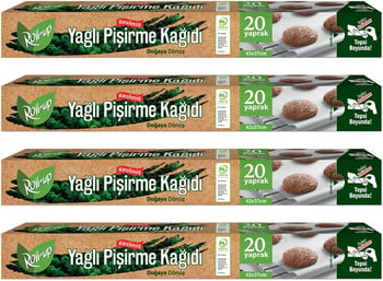 Roll-up Doğaya Dönüşümlü Kesilmiş Yağlı Pişirme Kağıdı 20 Yaprak 4 Adet