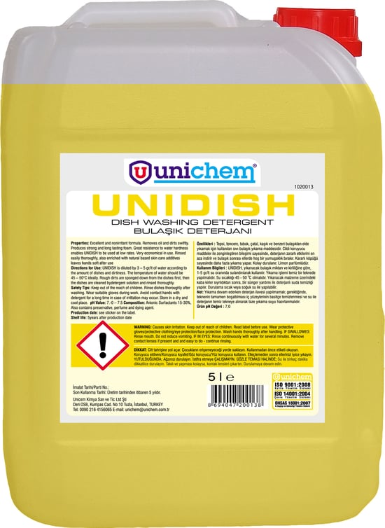 Unıchem Unıdısh Bulaşık Deterjanı 5 L