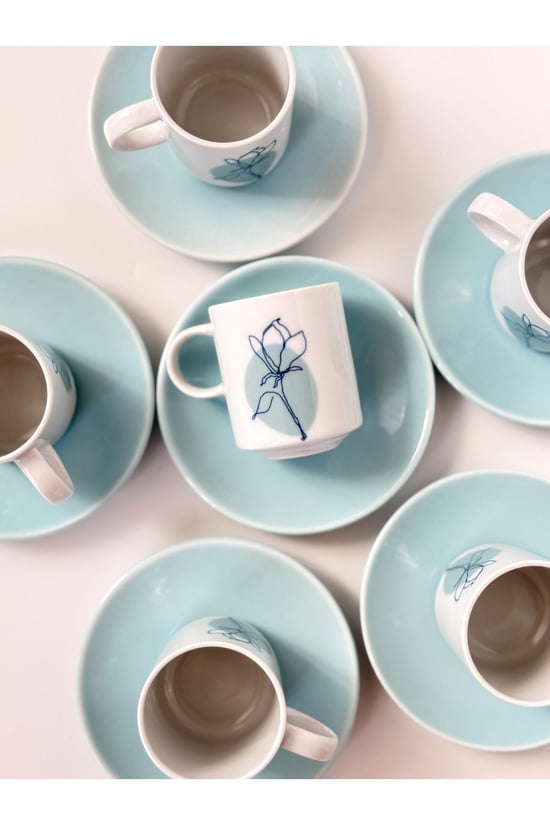 Porland Alyssa Turkuaz Kahve Takımı 12 Parça 04por035198