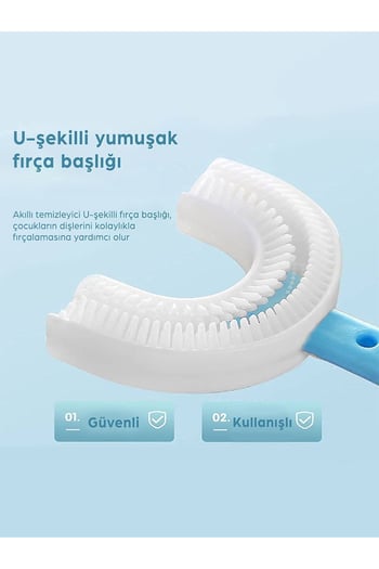 U Tipi Yeni Nesil Diş Fırçası - Mavi - Düz Model 6-12 Yaş