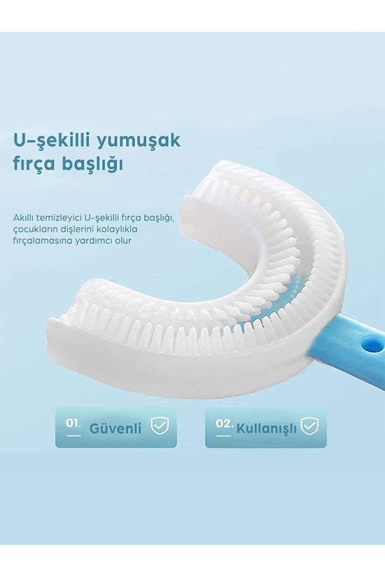 U Tipi Yeni Nesil Diş Fırçası - Mavi - Düz Model 6-12 Yaş