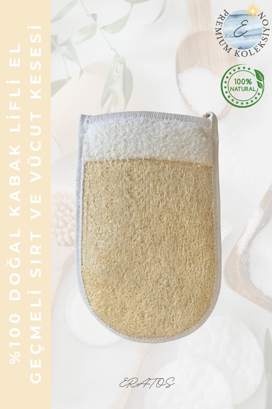 Eratos %100 Doğal Kabak Lifli El Geçmeli Sırt ve Vücut Kesesi