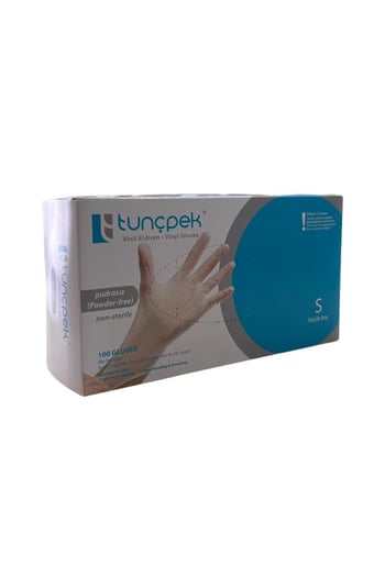 Tunçpek Vinil Pudrasız Şeffaf Eldiven 100 Adet S (small)