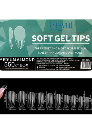Misyul Jel Tırnak Medium Almond 550'li Paket Soft Jel Tips Mıs-2254