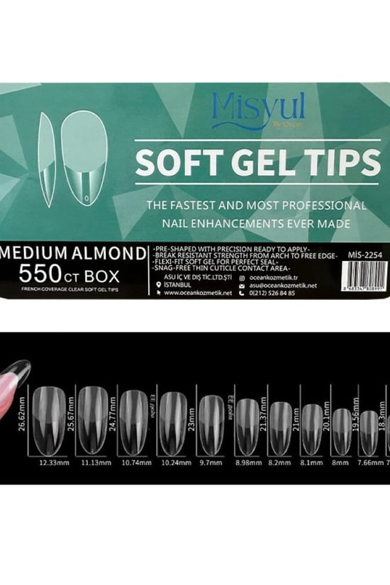 Misyul Jel Tırnak Medium Almond 550'li Paket Soft Jel Tips Mıs-2254