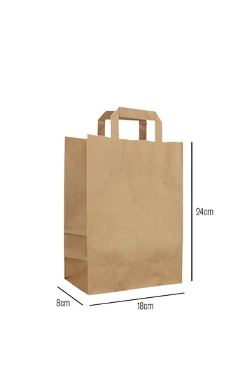 Düz Dıştan Saplı Kraft Çanta 18 x 24 x 8cm 200 Adet