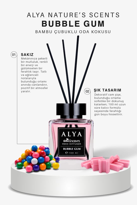 Nature's Scents Bubble Gum Bambu Çubuklu Oda Kokusu