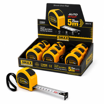 Dmax Dmx-4778 ( 5mt X 25mm ) ( Otomatik ) Çelik Şerit Metre ( Stoplu )