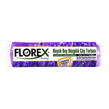 60 Litre Büzgülü Lavanta Kokulu Çöp Torbası Poşeti / 65 X 70 Cm (10 Adet X25 Rulo)