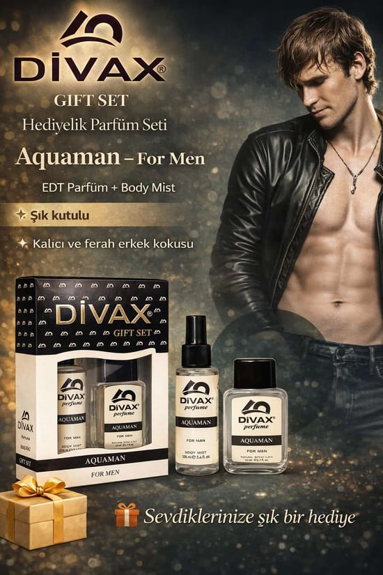 Divax Kofre Set Erkek Parfümü Aquaman 50 Ml. Edc + 100 Ml. Body Mist