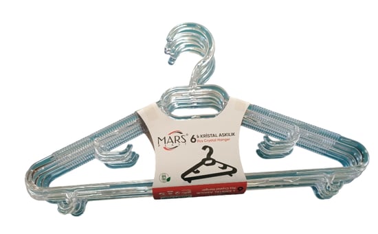 Mars Kristal Elbise Askısı 12'li ( 1 Düzine )-mavi ve Kristal