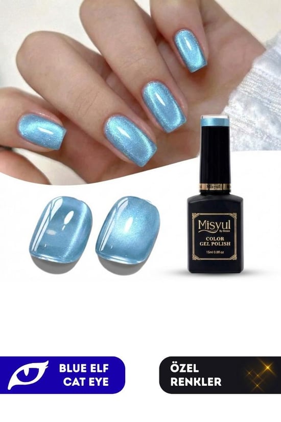 Misyul Uv Led Kalıcı Oje Nail Art 15 Ml Blue Elf Cat Eye Ec01