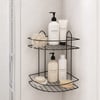 K13-010 ( 2 Katlı & Üçgen ) ( Siyah ) ( Metal ) Banyo Köşelik & Duşkabin Raf