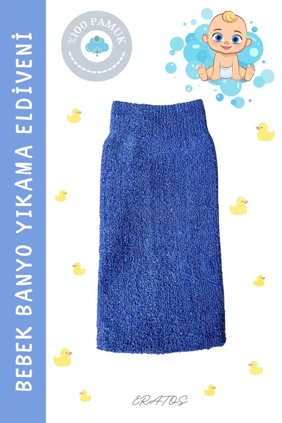 %100 Pamuk Bebekler için Banyo Lifi- Mavi