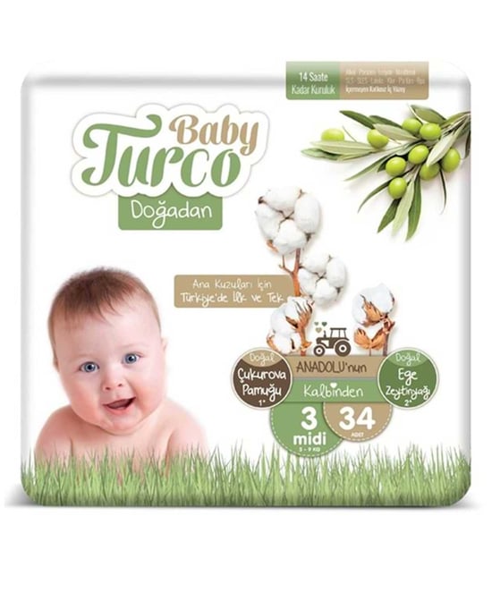 Baby Turco Doğadan Bebek Bezi No:3 34'lü