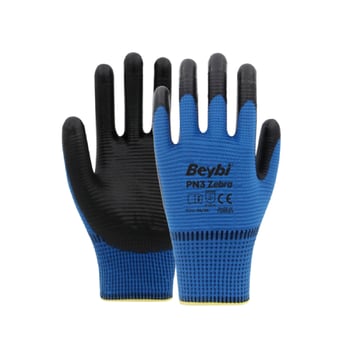 Pn3 Zebra Mavi Polyester Örme Nitril Iş Eldiveni 10 Beden