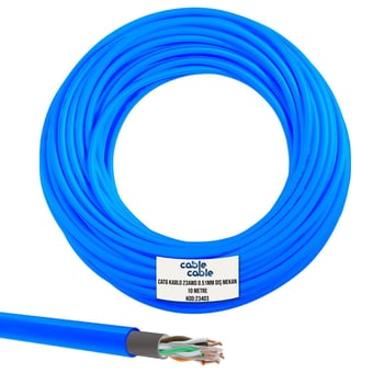 Cat6 Kablo Dış Mekan 23awg 0.51mm 10mt Mavi Cablecable