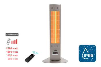 Single X Karbon Serisi Ip65 Suya-toza Dayanıklı 2300 W Bej Uzaktan Kumandalı İç/dış Mekan Isıtıcı