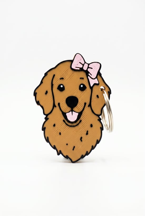 Kurdeleli Golden Retriever Figürlü Açacaklı Anahtarlık