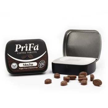Prifa Şekersiz Kahve Tableti Mocha Kutu 15 Tablet + Standlı