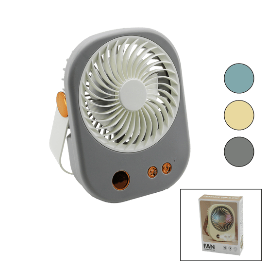 Hasuba Hs-285 Bjj-565 (ışıklı) (mini Fan) Masa Üstü (usb Şarjlı) (2in1 Kulp=taşıma & Duruş) (3 Kademe Hız) (15.5x12cm) Mini Vantilatör