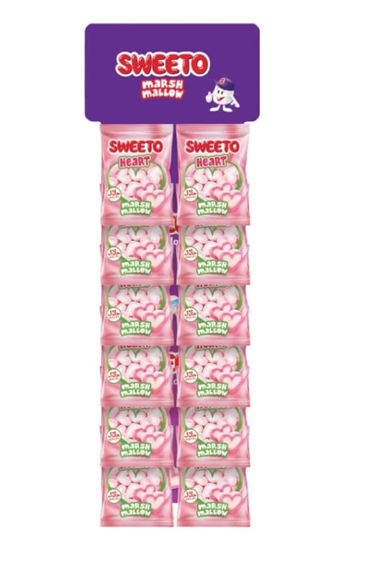 Sweeto Marshmallow 30 Gr Asalak Standlı Heart Kartela