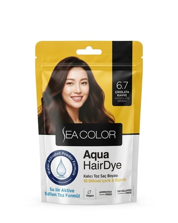 Sea Color Aqua Hair Dye Suyla Aktifleşen Toz Saç Boyası 6.7 Çikolata Kahve