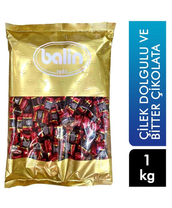 Balin Lord Bitter Çikolata 1 Kg Çilek Dolgulu