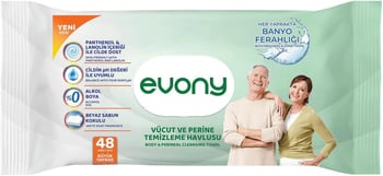 Evony Vücut ve Perine Temizleme Temizleme Havlusu Büyük Yaprak 48 Adet